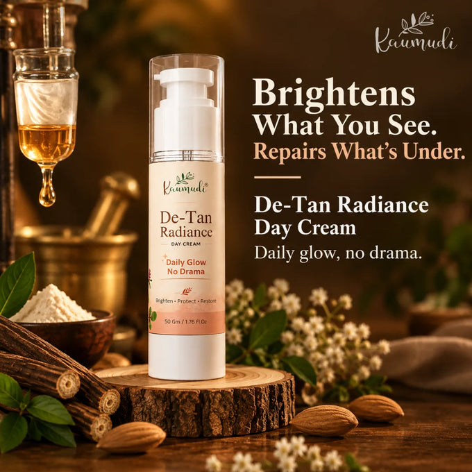 Kaumudi De-Tan Radiance Day Cream with Arbutin and Ceramide, Ayurvedic day cream for tan and dullness