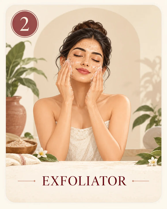 Kaumudi skincare ritual step kaumudi-ritual-02-exfoliator.webp