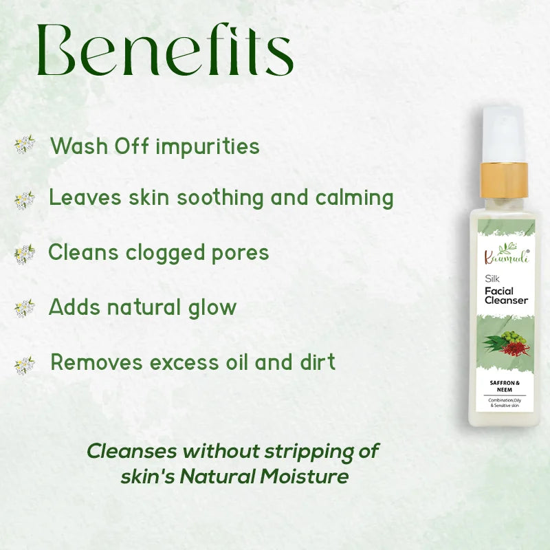 Silk Facial Cleanser with Saffron & Neem for Oily, Combination & Sensitive Skin