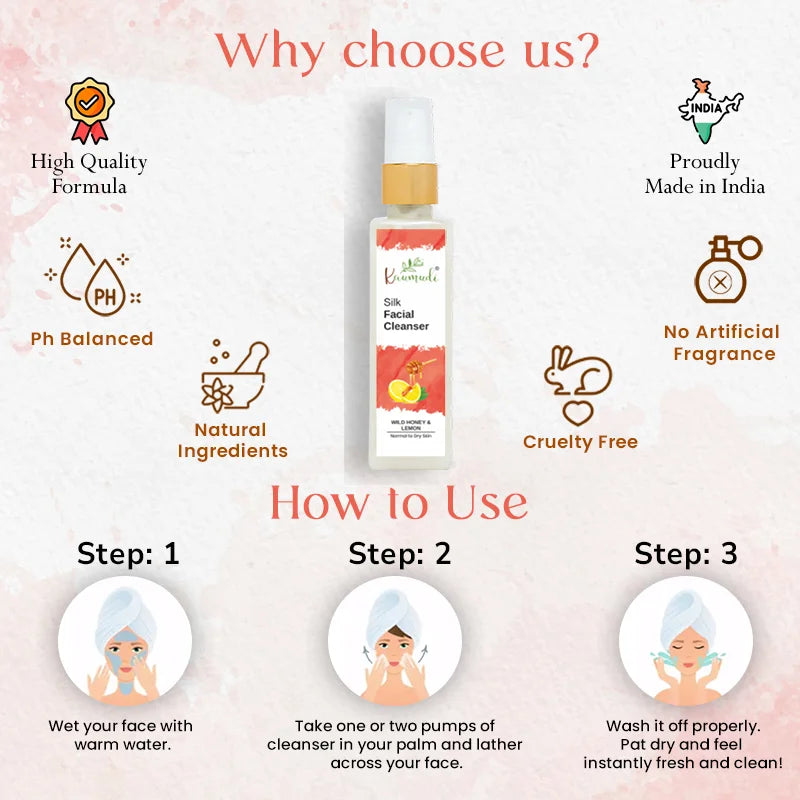Silk Facial Cleanser with Wild Honey & Lemon for Normal to Dry Skin